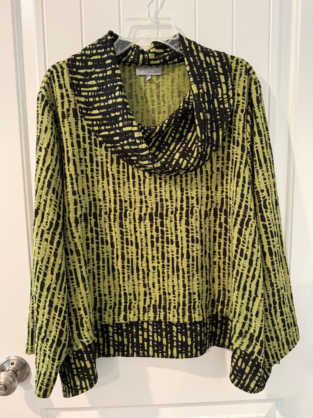 Habitat Black and Lime Green Patterned Cowl Neck Blouse